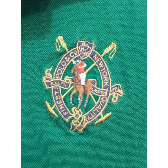 Polo Ralph Lauren Mens L Green Cotton Custom‎ Fit Crest Rugby Polo Shirt - Picture 4 of 9
